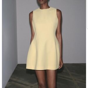 Zara Sleeveless Pale Yellow Mini Shift Dress